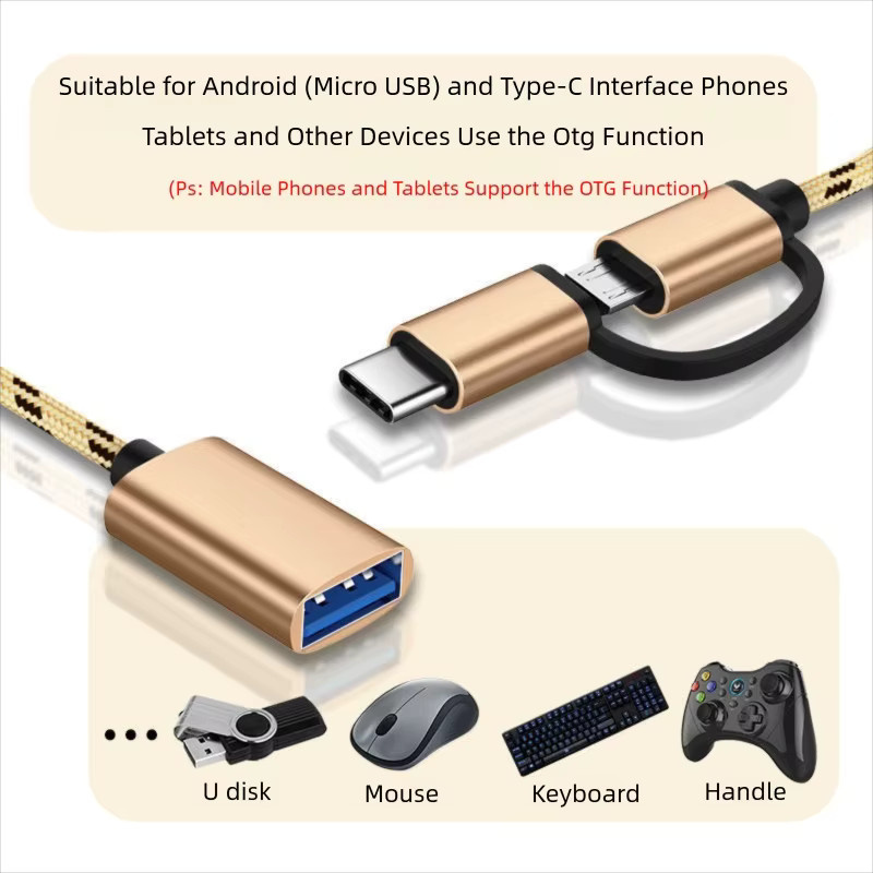 DIXSG 2-in-1 USB-C OTG Adapterkabel in Blau für Android und MacBook zur Verbindung von Maus, Gamepad oder Tablet mit PC - Bild 3