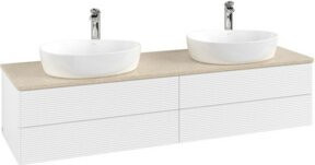 V&B Waschtischunterschrank Antao mit Frontstruktur und Beleuchtung, Weiß lackiert, B: 160 cm, T: 50 cm - Bild 1