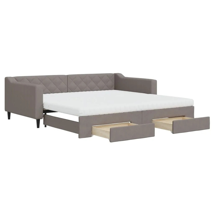 vidaXL Schlafsofa mit Ausziehfunktion und Schubladen, Beige/Grau, B/T/H: 100 x 200 cm - Bild 2