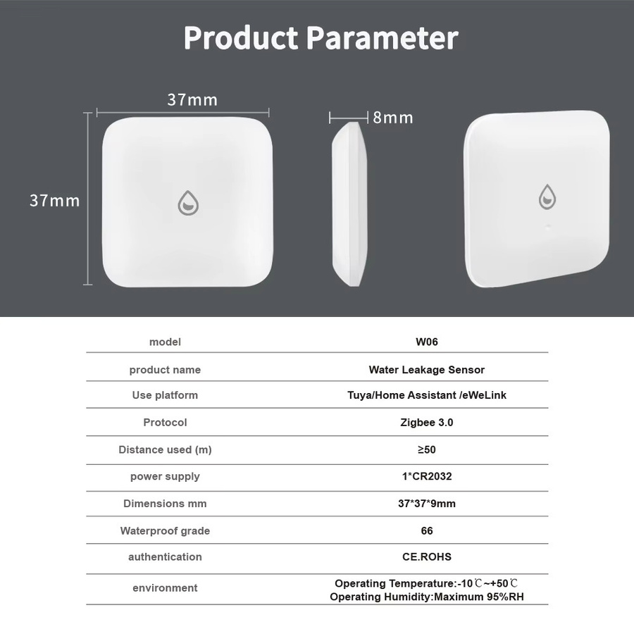 LINCUKOO Intelligenter Wasserleck-Sensor ZigBee Smart Leckage-Detektor in Weiß für Tuya, Home Assistant und eWeLink zur Smart Home Sicherheit - Bild 4
