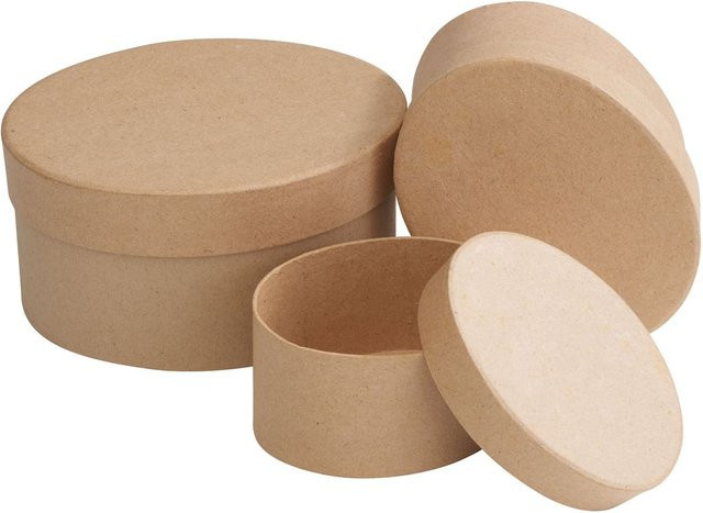 VBS Schachteln Oval 3er-Set aus Karton in Beige und Braun B/T/H: 11,7 x 7,5 x 7,5 cm - Bild 1