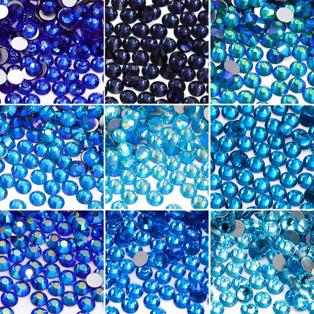 QIIY Kristallglas Strasssteine Blau Flatback Nicht Hotfix DIY Zubehör für Nail Art und Hochzeitskleider - Bild 1