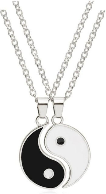 Halsketten Set Tai Chi Yin Yang Acht Trigramme Anhänger, Silber, Unisex - Bild 1