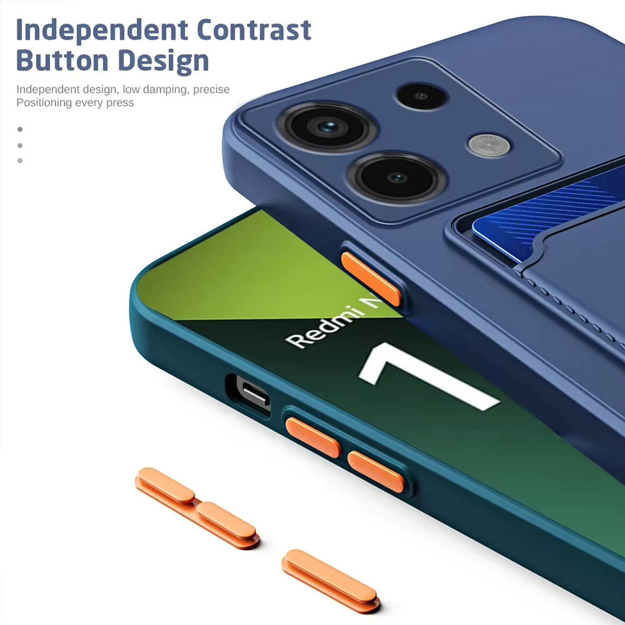 Silikonhülle mit Kartensteckplatz für Xiaomi Redmi Note 13 12 11 10 9 8 Pro Plus 5G sowie Redmi 13C 12C 12 10C 10A 9C 9A 9 in Blau - Bild 2