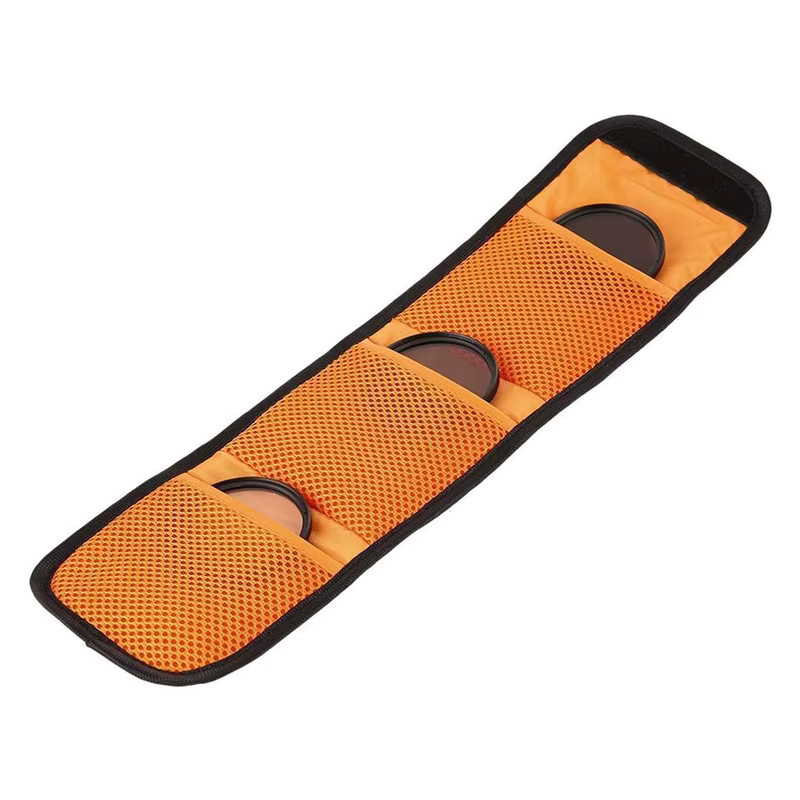 Set aus 3 Schutztaschen für Kameraobjektiv-Filter 82 mm, Brieftasche-Hülle für ND UV CPL Filter, Farbe: Orange - Bild 2