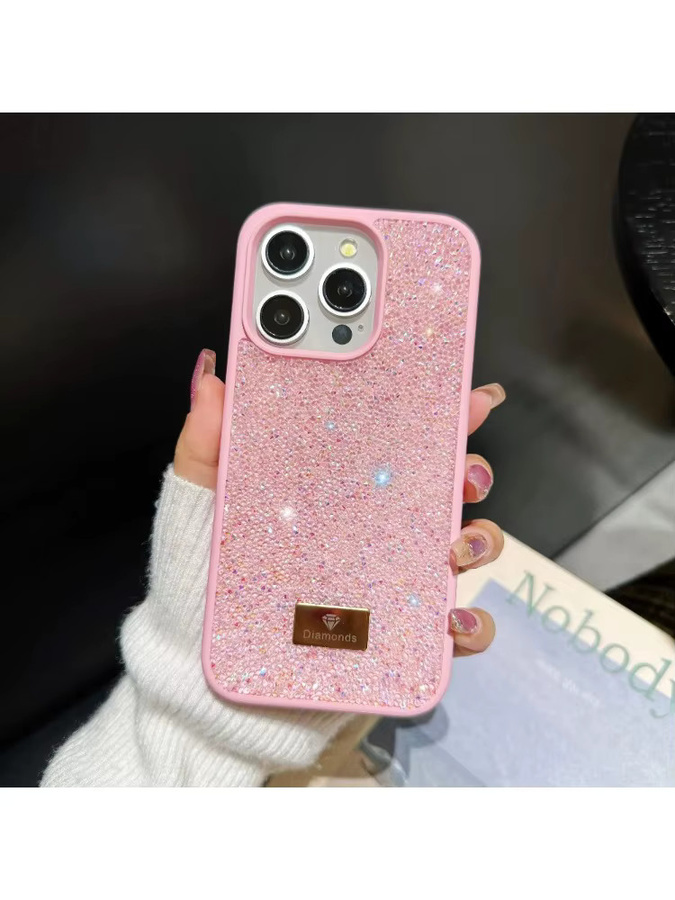 Glitzernde Diamant-Schutzhülle für Apple iPhone 16 15 14 Pro Max Plus in Beige mit Strass-Design - Bild 4