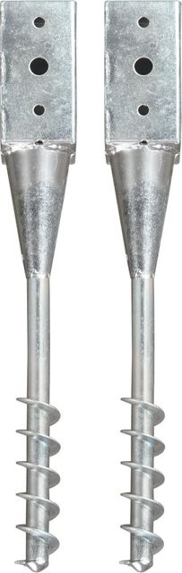 Vidaxl Erdspieße aus verzinktem Stahl, 2 Stück, Silber, B/T/H: 7 x 7 x 56 cm - Bild 1