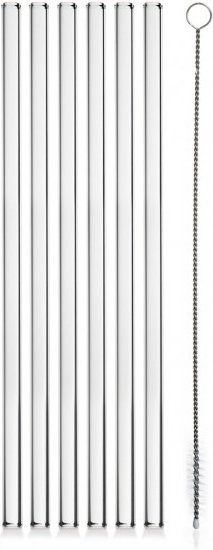 Böckling Glastrinkhalme transparent im 6er Set inklusive Reinigungsbürste, Länge: 20 cm - Bild 1