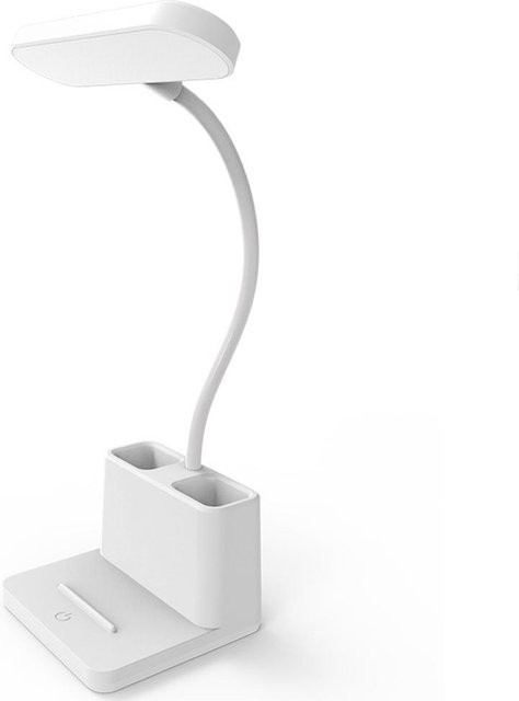 TOMTOP JMS Schreibtischlampe mit Stifthalter, wiederaufladbare LED Leselampe in Weiß mit verstellbarem Schwanenhals und 3 Lichtmodi - Bild 1