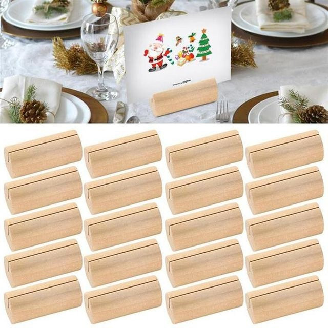 Holz-Tischkartenhalter in Braun für Hochzeits- und Weihnachtsdekorationen - Bild 1
