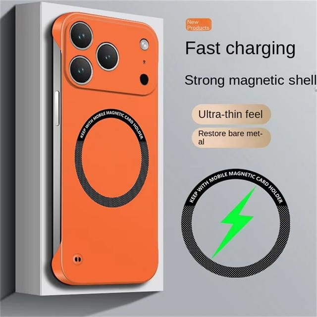 Ultra-dünne magnetische PC-Hülle für Apple iPhone 17 Air, 17 Pro, 17 Pro Max in Orange, rahmenloses Design mit matter Rückseite - Bild 1