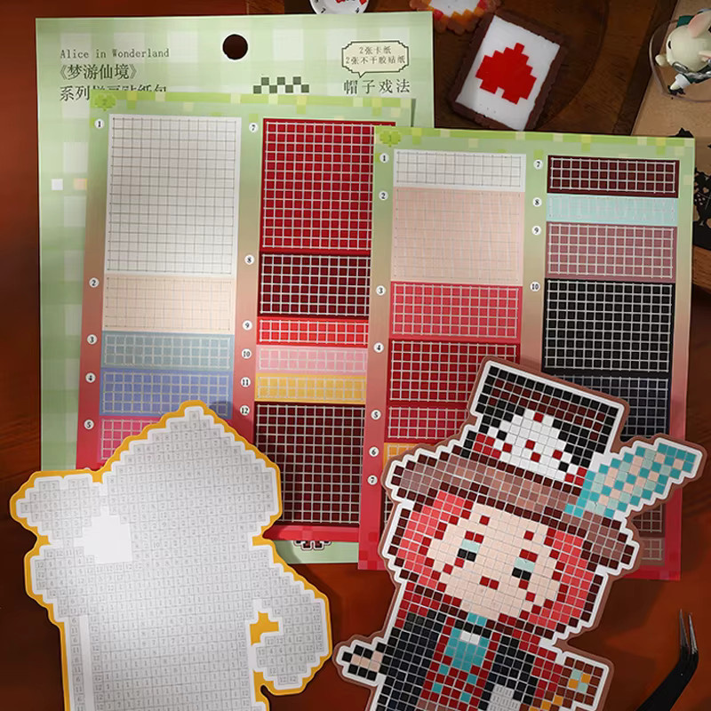 Mr.Paper Wonderland-Serie Pixel-Art Fuse Bead Sticker Set, 4er Packung, Retro 8-Bit Deko für Journal, Scrapbook und DIY Notizbuch, Multicolour - Bild 2