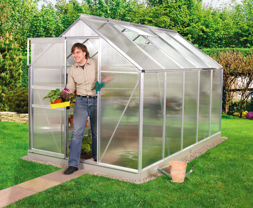 Vitavia Gewächshaus Venus 6200 aus eloxiertem Aluminium in Silber mit Polycarbonat-Verglasung und Schiebetür - Bild 3