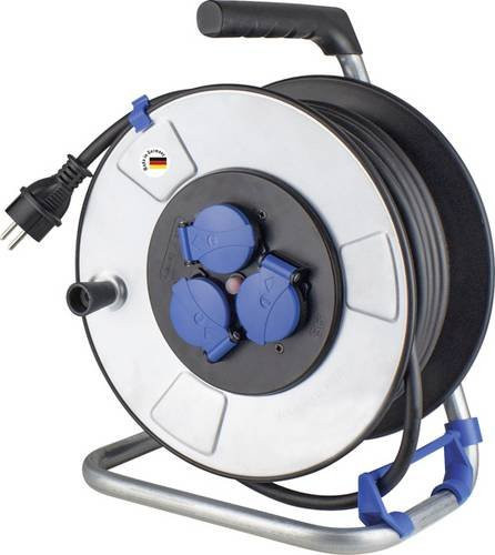 AS Schwabe Kabeltrommel Schwarz mit 25m Kabellänge und Schutzkontakt-Stecker - Bild 1