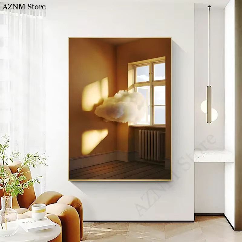 Potdemiel Moderne Leinwand Wandkunst Landschaft mit Wolken und Sonnenlicht als Poster für dein Wohnzimmer - Bild 2