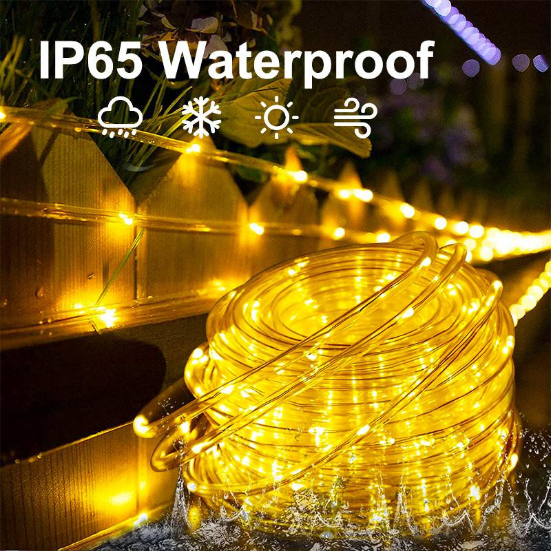 AlliLit Solar-LED-Außenrohr-Lichterkette mit 50 LEDs in Bunt, 7m Kabellänge, wetterfest IP65 für Garten, Balkon und Landschaftsbeleuchtung - Bild 10