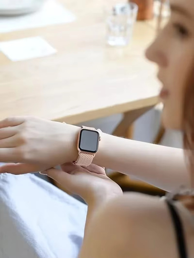Geflochtenes Armband für Apple Watch, Textil/NATO, Roségold - Bild 2