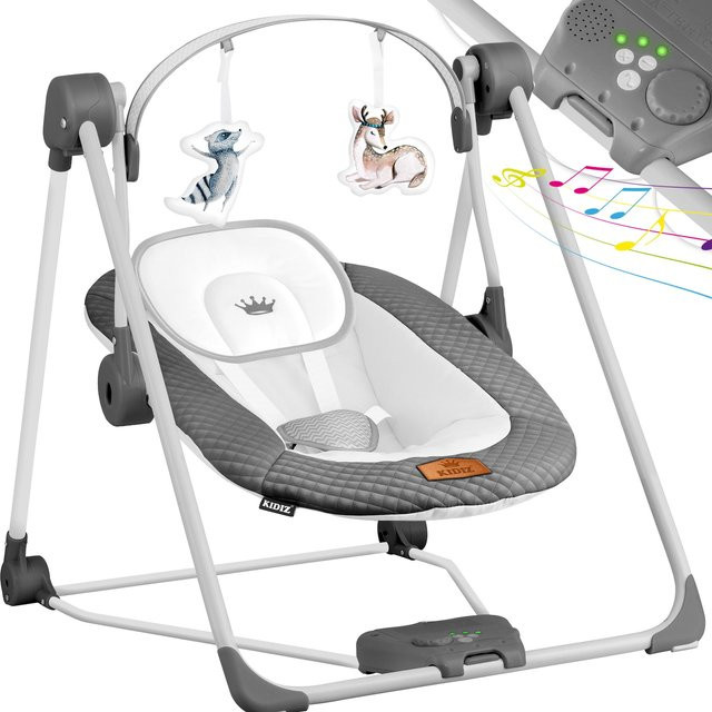 KIDIZ Babywippe Babyschaukel mit 5 Geschwindigkeiten, Spielbogen und Naturgeräuschen, zusammenklappbar - Bild 1