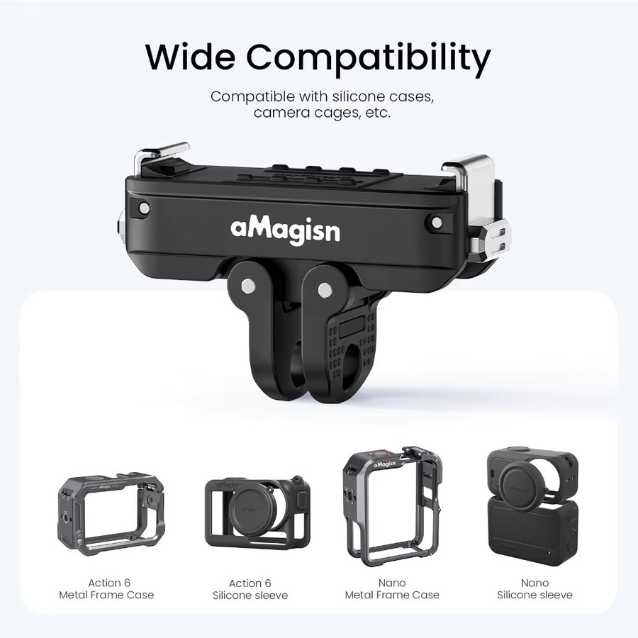 aMagisn Sicherheitskamera-Halterung mit Schnellverschluss für DJI Osmo Action 6 und NANO in Schwarz mit 1/4-Zoll- und 2-Pin-Schnittstellen - Bild 6