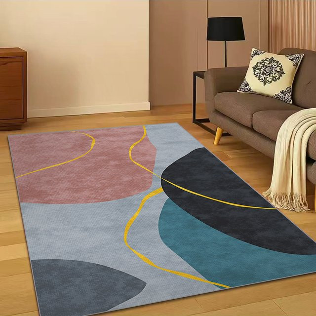 VIKAMA Geometrischer Kristall-Teppich in Multicolour, rutschfester moderner Teppich für Wohnzimmer und Schlafzimmer - Bild 1