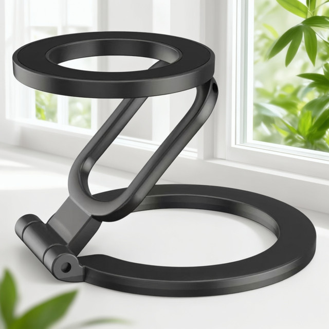 WSSHE Dual-Mode Handyhalterung mit doppelseitigem Magnetring und Kickstand für MagSafe, Farbe: Schwarz - Bild 1