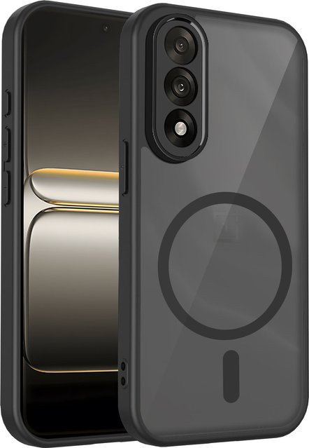 Magnetische Matte Schutzhülle für OnePlus Nord 5 und OnePlus Ace5 Ultra in Schwarz Transparent mit Anti-Drop Funktion - Bild 1