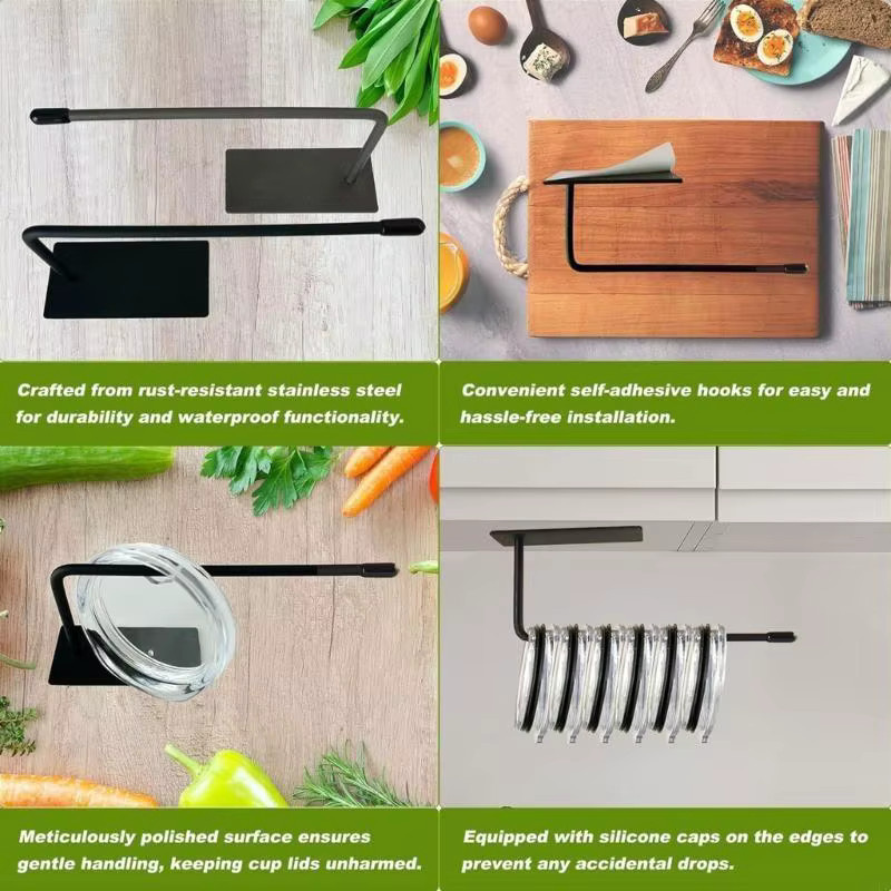 N2UD Set mit 12 Becherdeckelhaltern zur Wandmontage, Schwarz, B/T/H: 14,5 x 7,0 x 12,0 cm - Bild 3