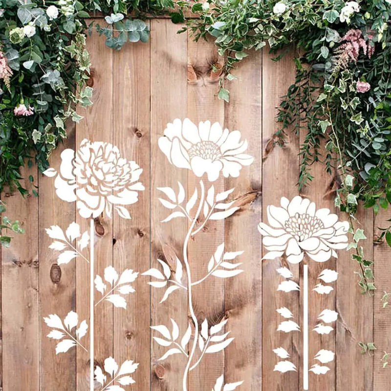 DIY Malvorlage Große Blume aus Kunststoff in Weiß für Holz Wand Leinwand und Bastelarbeiten - Bild 3