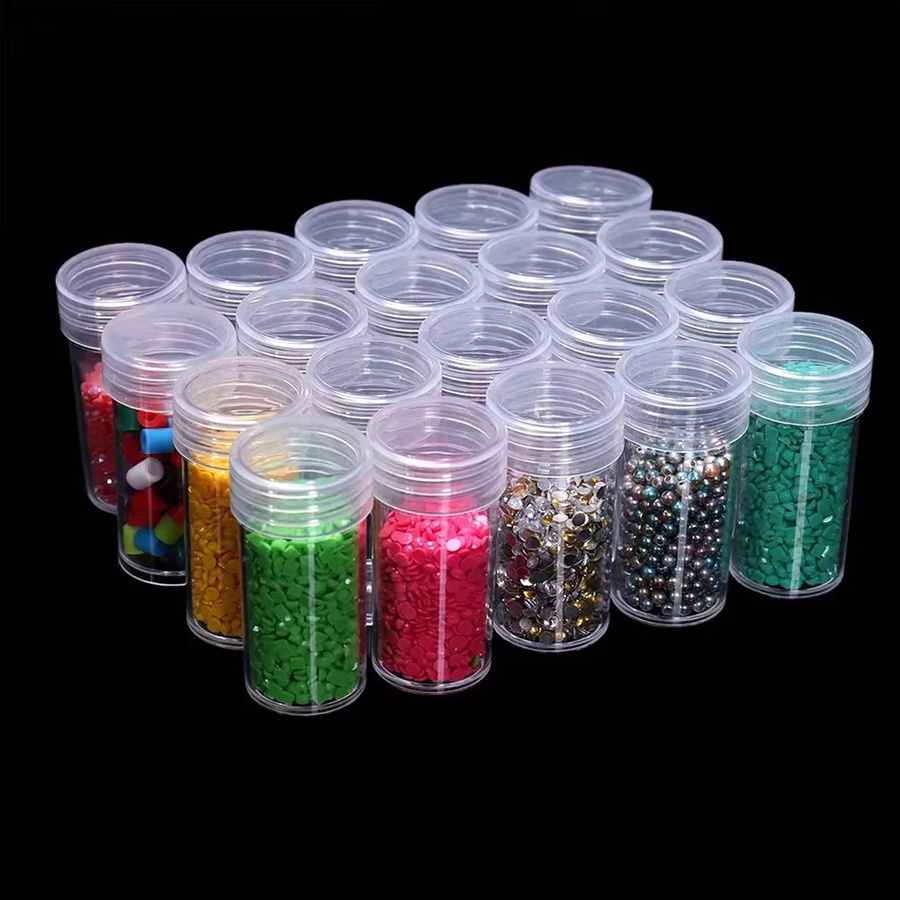 QIZITENG Transparente Aufbewahrungsboxen für Diamantmalerei und Schmuck aus Kunststoff, Kleine Runde Flaschen-Container - Bild 5
