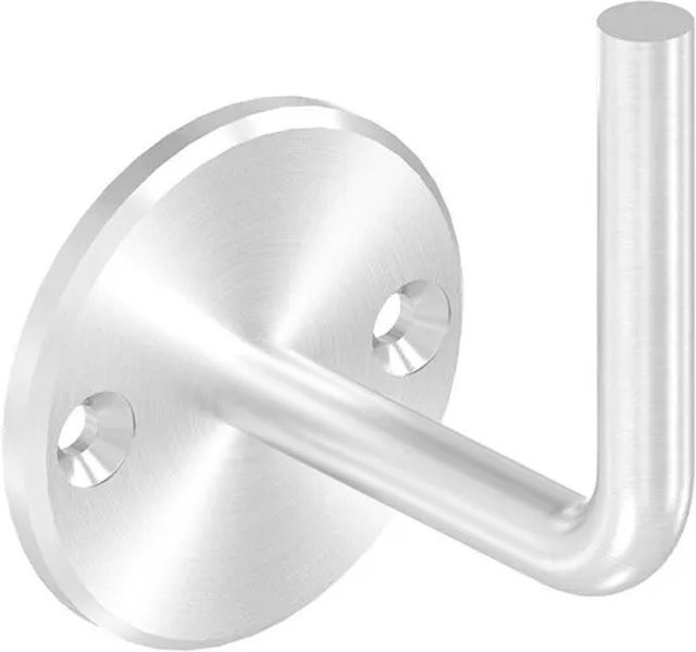 FeNau Handlaufhalter aus Edelstahl in Silber zum Anschweißen, Ronde Ø70x6mm, Bügel Ø12mm, Wandabstand 80 mm - Bild 1