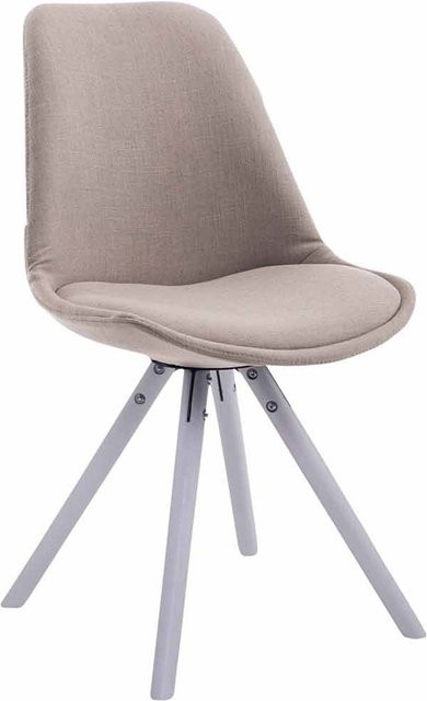 TPFLiving Besucherstuhl Toulon in Taupe mit Buchenholzgestell und Stoffbezug in Weiß/Beige - Bild 1
