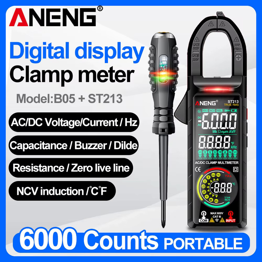 ANENG ST213 Zangenmessgerät Multimeter mit Dual Screen für DC/AC Strom bis 400 A und Spannung inklusive B05 Wort/Kreuz Schraubendreher Tester - Bild 2