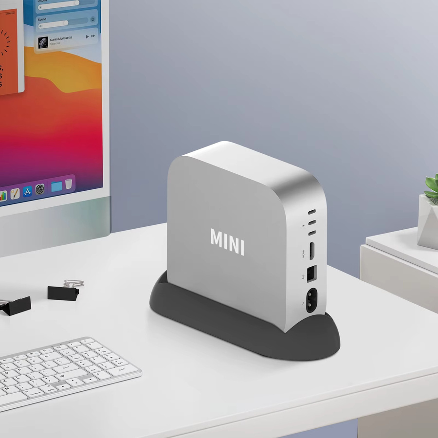 Silikon-Vertikalständer für Mac Mini M4 / M4 Pro 2024 in Pink zur Wärmeableitung und als Schreibtisch-Organizer - Bild 2