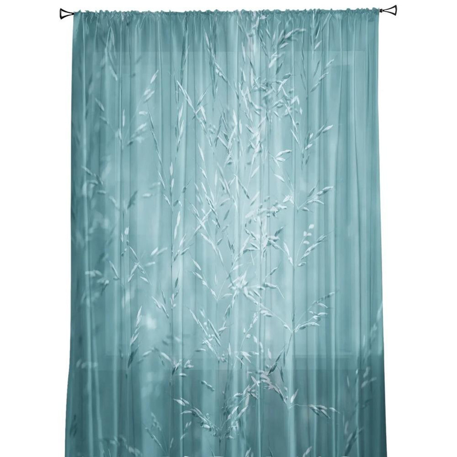 Yiran Furniture Transparenter Tüll-Vorhang aus Organza in Türkis mit Ösen, Breite: 135 cm, Höhe: 115 cm - Bild 1