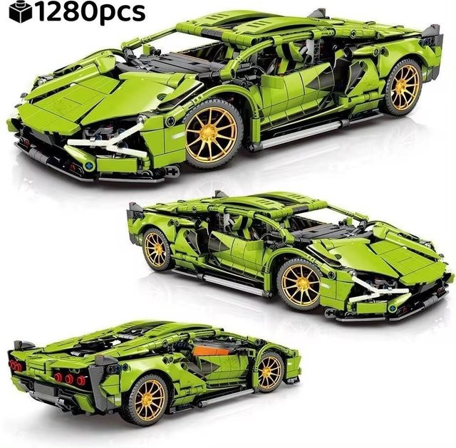 Linyi toy car Technisches Rennsport-Sportwagen-Modell, Bausteine, ab 14 Jahre, schwarz - Bild 1