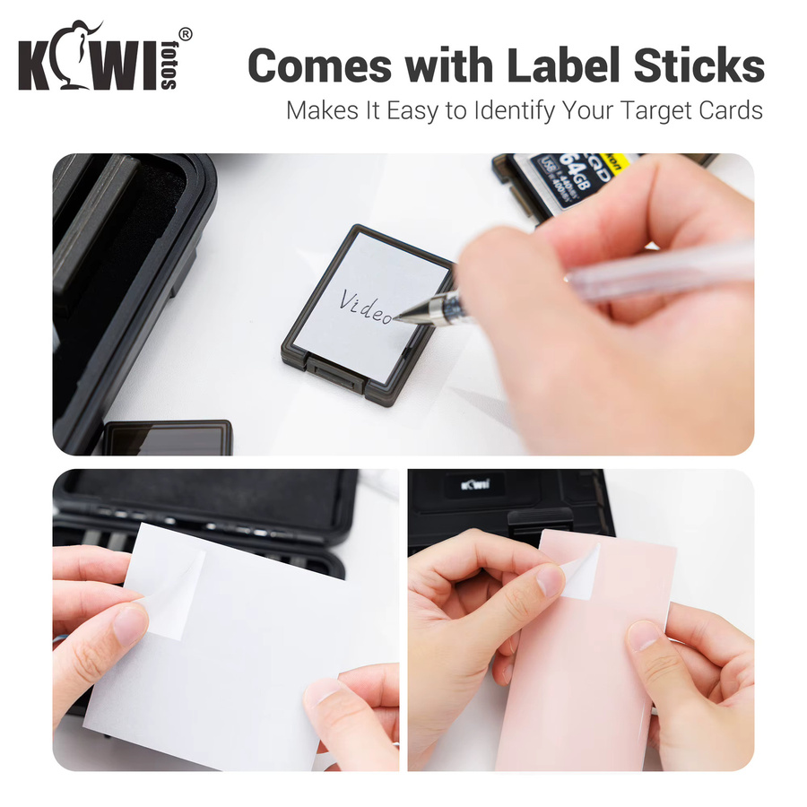 KIWIFOTOS Speicherkartenetui Set in Schwarz mit 1 hartem Etui und 22 transparenten Kartenetuis für 10 CFexpress Typ B oder XQD Karten sowie 12 SD Karten - Bild 6