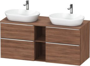 Duravit Waschtischunterschrank D-Neo in Braun Matt mit Schubladen und offenen Regalfächern, Wandmontage, B/T/H: 140 x 55 x 66,4 cm - Bild 1