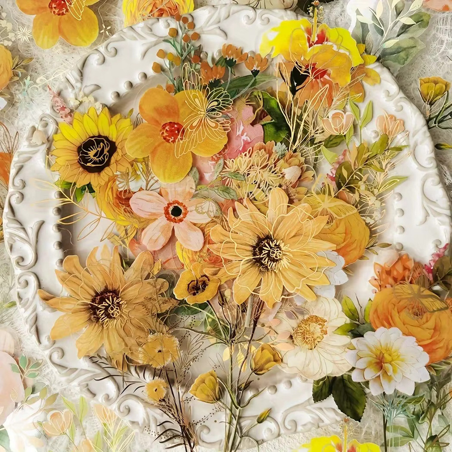 40 Stück Transparente Blumen Aufkleber aus PET für Scrapbooking und DIY Journaling in Multicolour - Bild 1