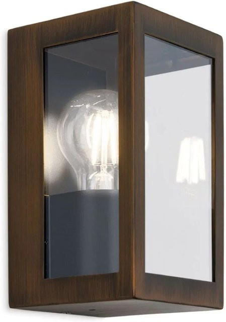 Orion Leuchten Außen Wandleuchte Rost Braun B: 10 cm, H: 19 cm mit Glas und E27 Fassung - Bild 1