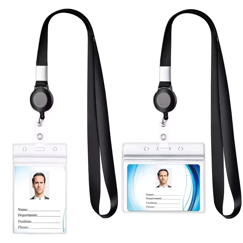 ZYF PVC Kartenhalter mit erweiterbarem Hängeseil, transparent, vertikale und horizontale Nutzung - Bild 4