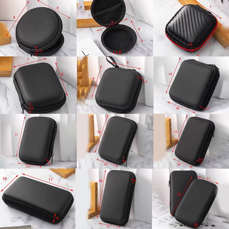 SAFENH Tragbare Mini 3C Hard Shell Aufbewahrungstasche aus Kunstleder für Kopfhörer und Digital Gadgets in Schwarz - Bild 4