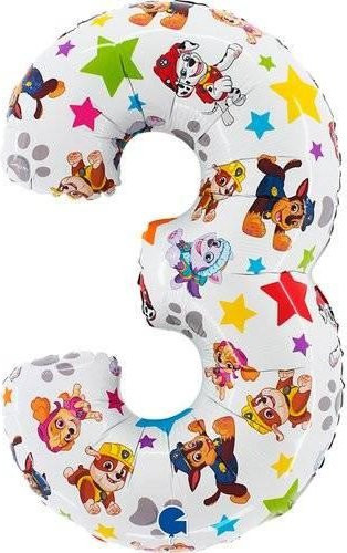 Grabo Paw Patrol Folienballon Zahl 3, Multicolor, Höhe: 66 cm - Bild 1
