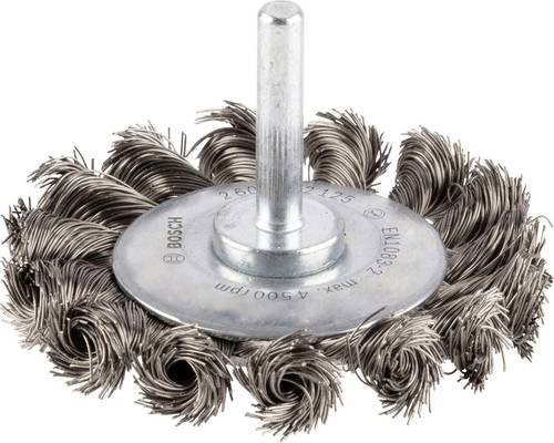 Bosch Scheibenbürste gezopft aus rostfreiem Edelstahl in Silber, Durchmesser: 70 mm, Drahtstärke: 0,35 mm, Breite: 14 mm, Schaft-Ø: 6 mm - Bild 1