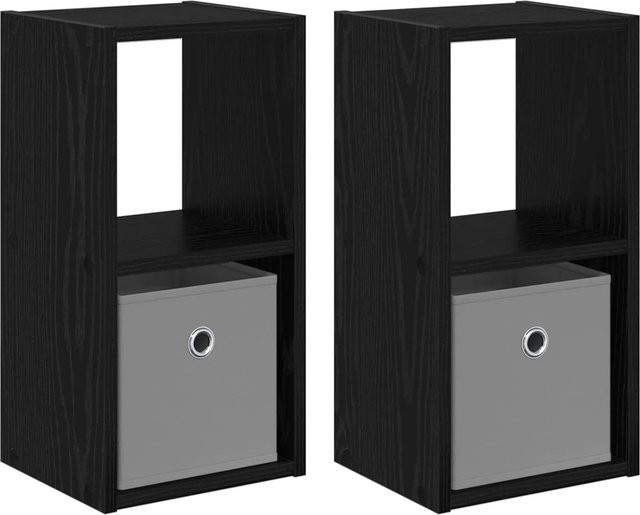 vidaXL Nachttisch Set 2 Stück in Schwarz Eichen-Optik, modern, B/T/H: 25,5 x 22 x 49,5 cm - Bild 1