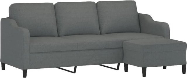 vidaXL 3-Sitzer-Sofa mit Hocker Dunkelgrau Modernes Ecksofa aus Stoff mit Armlehnen - Bild 1