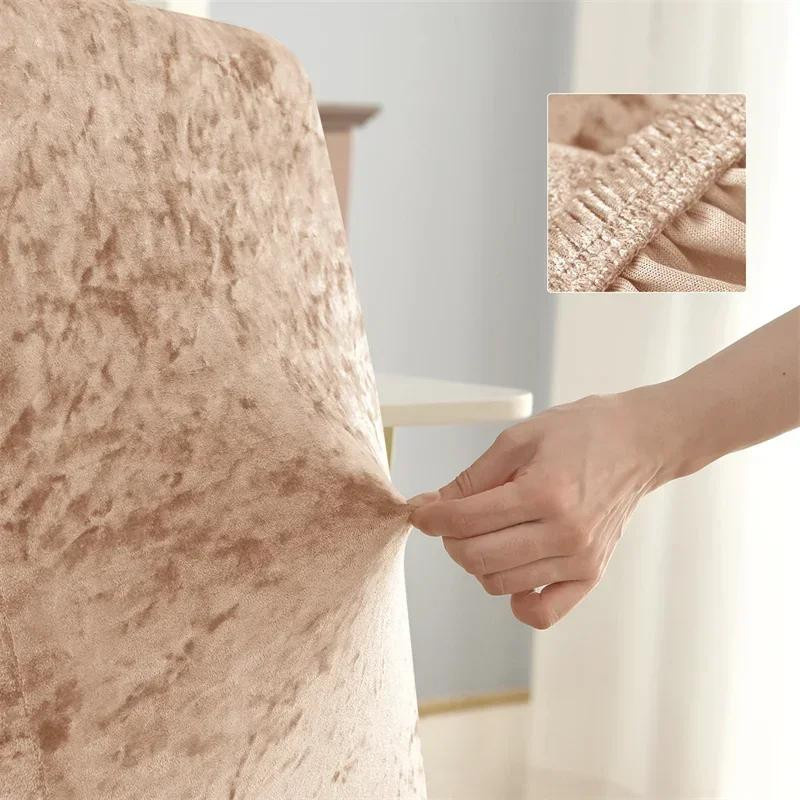 Samt Stuhlbezug aus Polyester für Esszimmerstühle, elastische Schutzhülle für Bankett und Party, einfarbig - Bild 4