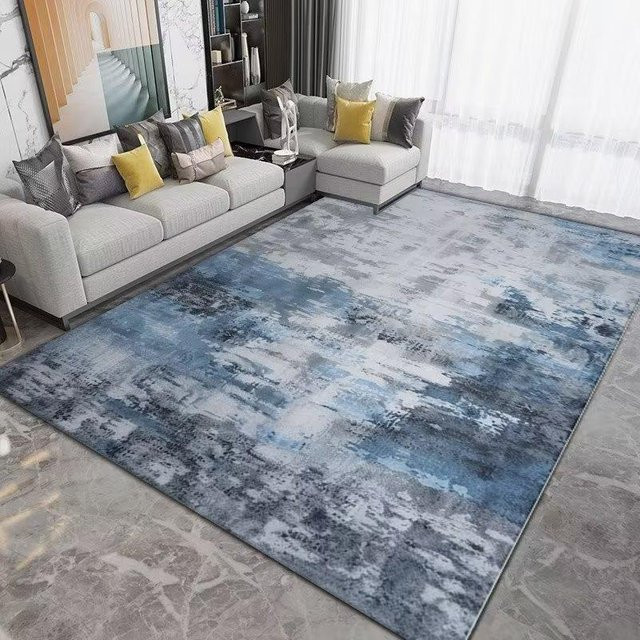 Wucifang Jewelry Abstrakter Splash-Tinten-Teppich in Blau, weicher Plüschteppich aus Polyester für Wohnzimmer und Schlafzimmer, B/T: 90 x 60 cm - Bild 1