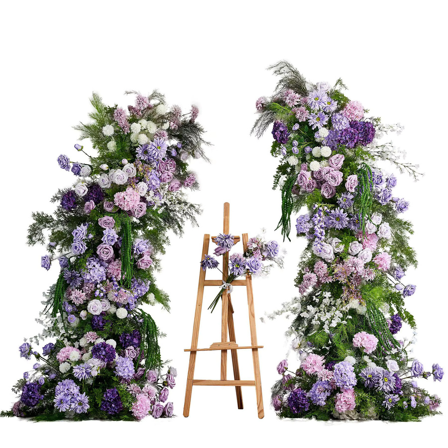 Uflower Blumenarrangement aus lila Rosen und Hortensien in Grün für Hochzeits-Dekoration und Event-Hintergründe - Bild 2