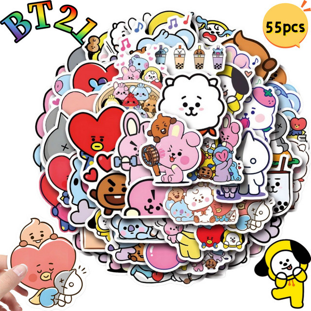 LINE FRIENDS BT21 Aufkleber, Bunt, 55-teiliges Set - Bild 1