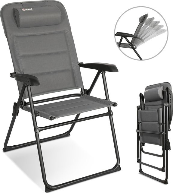 HOMECALL Campingstuhl Gartenstuhl klappbar aus Textilene in Grau mit gepolsterter Rückenlehne und Quick-Dry-Schaum, bis 150 kg belastbar - Bild 1